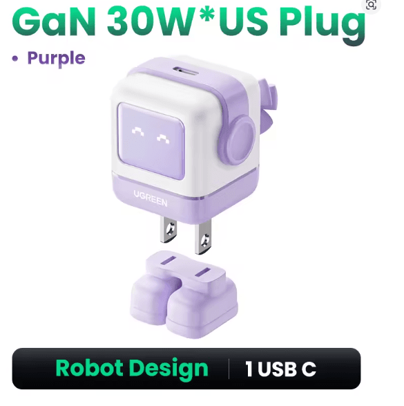 UGREEN 30W Robot , Carga Rapida, PD3.0, 2 USB C + 1USB A